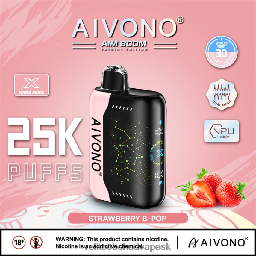 Aivono AIM BOOM 25 000 jahodový b-pop - 2J004B352 Vape Velkoobchod