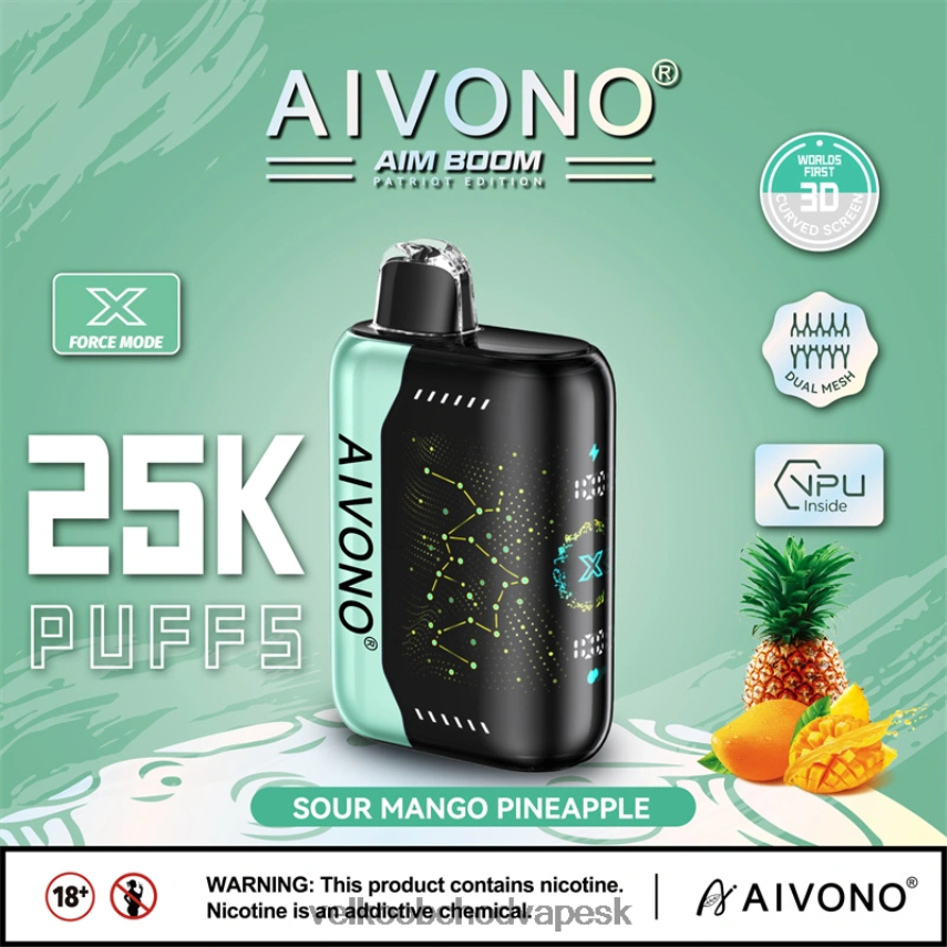 Aivono AIM BOOM 25 000 kyslý mango ananás - 2J004B351 Veľkoobchod Vape SK