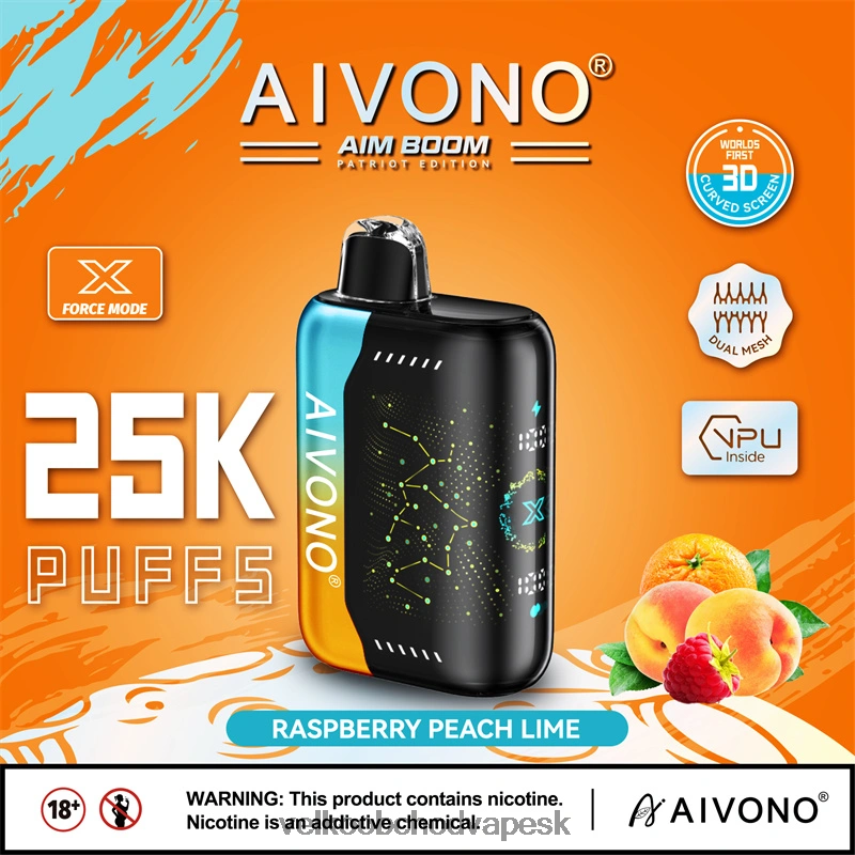 Aivono AIM BOOM 25 000 malina broskyňa limetka - 2J004B350 Vape E Cigareta