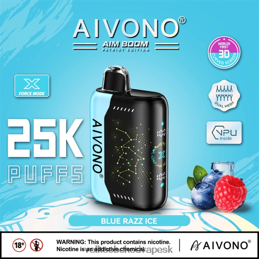 Aivono AIM BOOM 25 000 modrý razz ľad - 2J004B345 Vape Velkoobchod