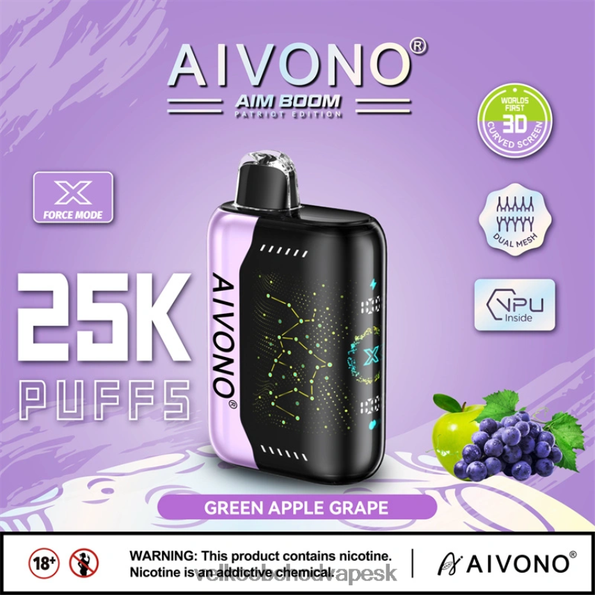 Aivono AIM BOOM 25 000 zelené jablko hrozno - 2J004B346 Vape Jednorazove