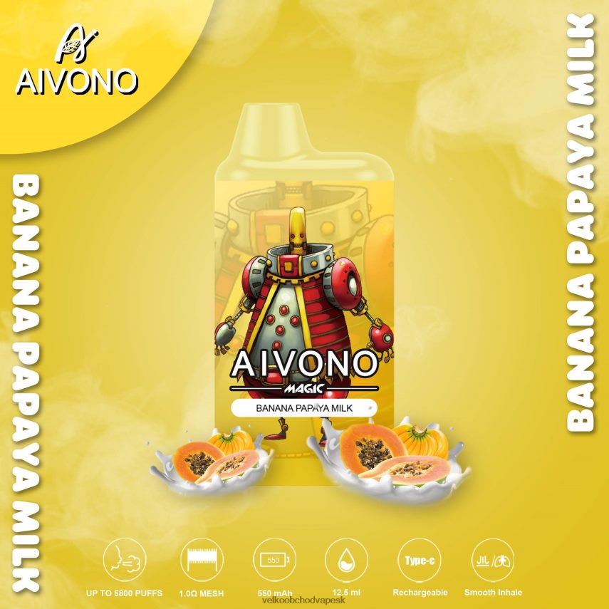 Aivono AIM MAGIC 5800 krabičková cigareta banánovo papájové mlieko - 2J004B94 Vape Jednorazove