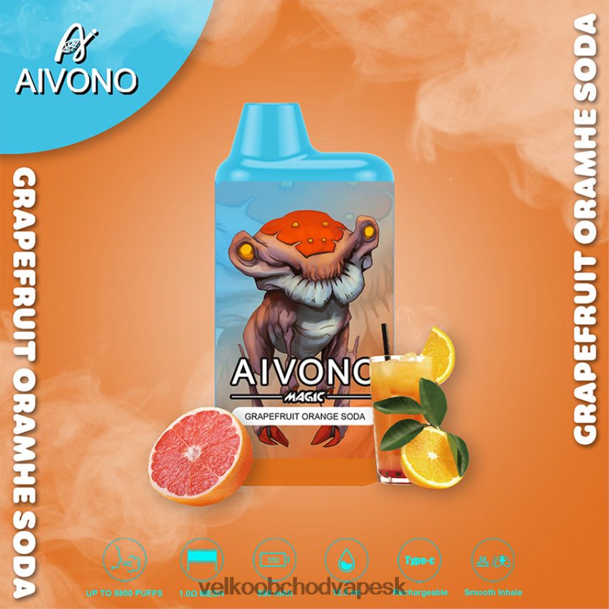 Aivono AIM MAGIC 5800 krabičková cigareta grapefruitová pomarančová sóda - 2J004B101 Vape Jednorazove