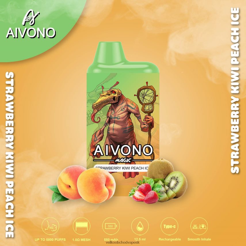 Aivono AIM MAGIC 5800 krabičková cigareta jahoda kiwi broskyňová ľad - 2J004B96 Vape Cigareta Cena