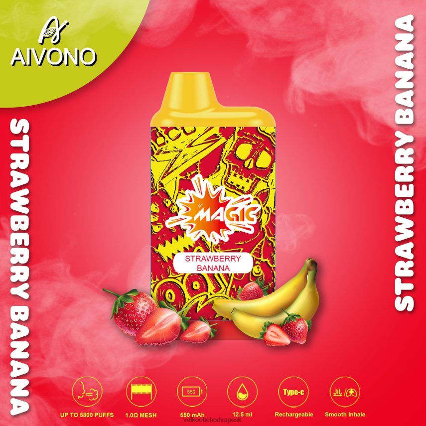 Aivono AIM MAGIC 5800 krabičková cigareta jahodový banán - 2J004B93 Vape Velkoobchod