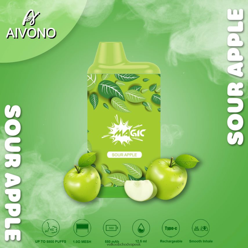Aivono AIM MAGIC 5800 krabičková cigareta kyslé jablko - 2J004B87 Vape Jednorazove