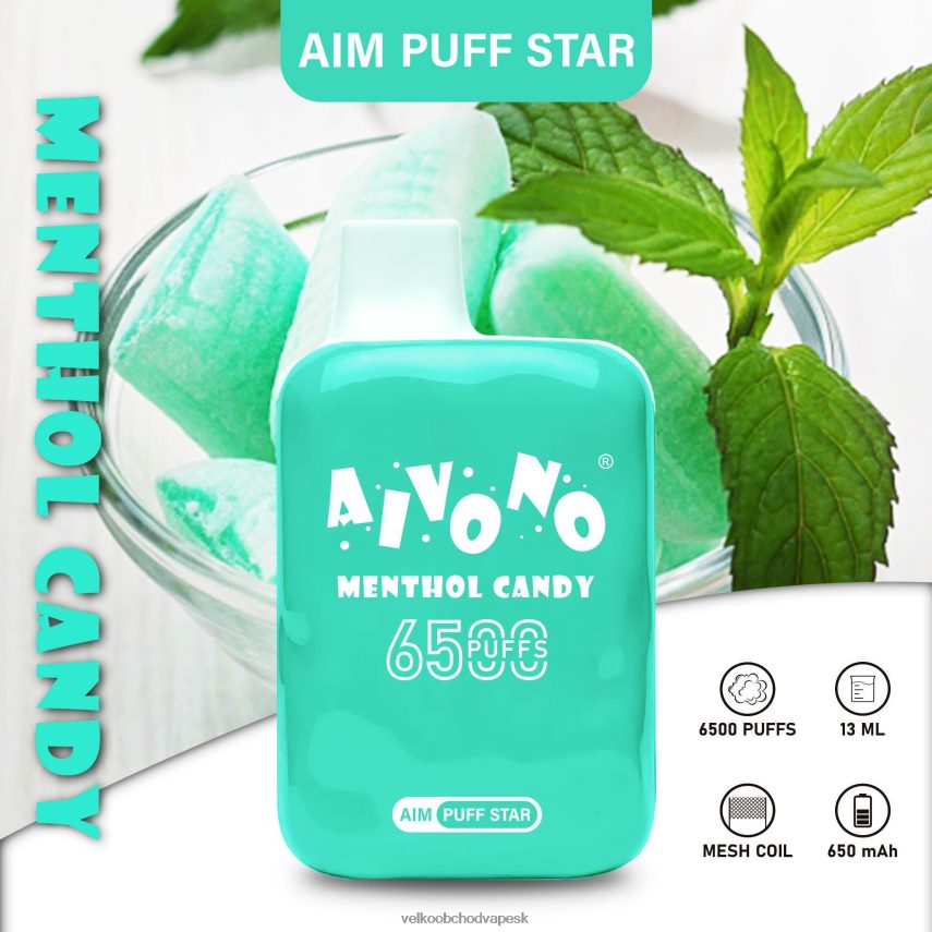 Aivono AIM PUFF STAR 6500 mentolový cukrík - 2J004B295 Veľkoobchod Vape SK