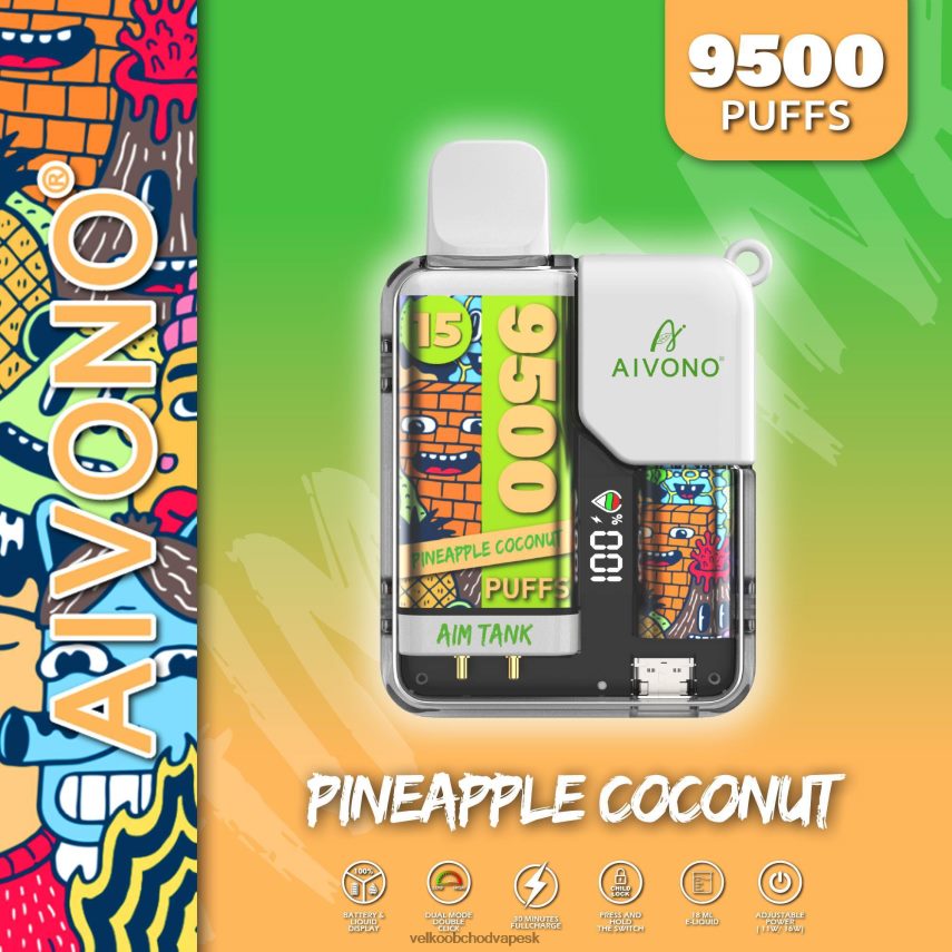 Aivono AIM TANK 9500 ananás kokos - 2J004B40 Vape Cigareta Cena
