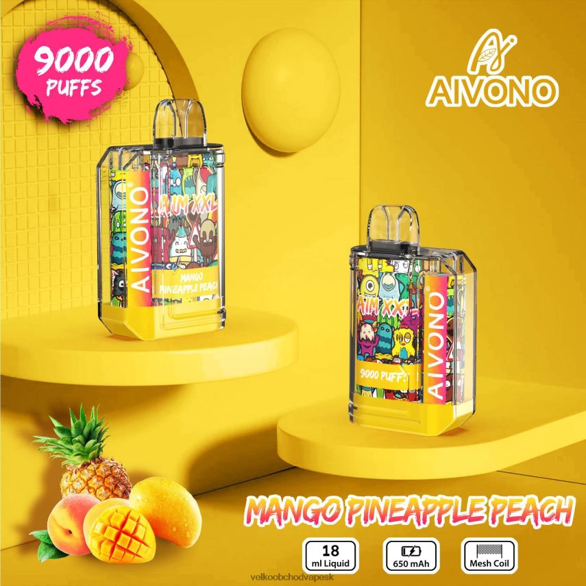 Aivono AIM XXL Priehľadná nálepka na ústa 9000 mango ananás broskyňa - 2J004B49 Vape E Cigareta