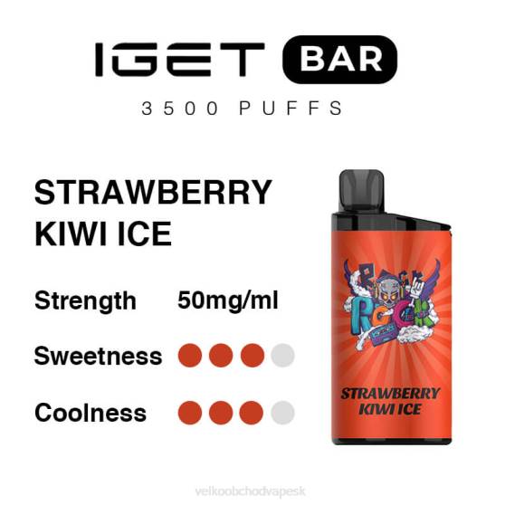 Vape Lacno RHNN90 | IGET BAR jahodový ľad s kiwi 3500 5% nikotínu