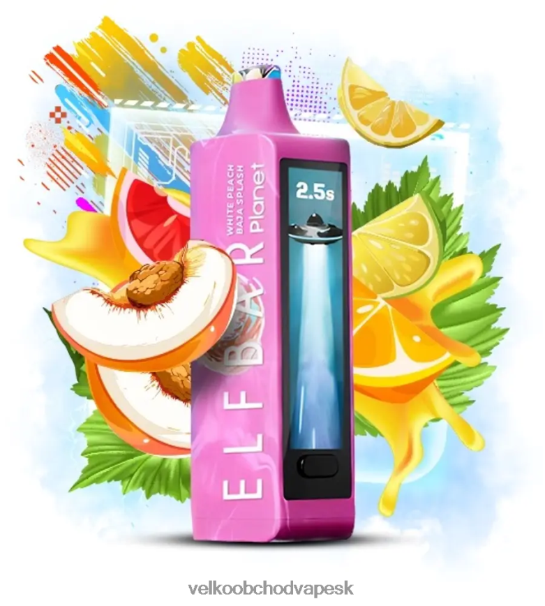 Elf Bar Planet 25 000 - F644VN20 biela broskyňa baja splash Nejlepsi Vape Cigareta