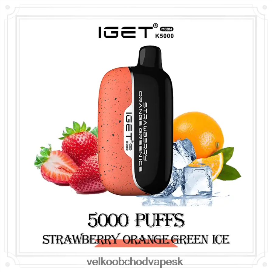 Vape Jednorázové Bez Nikotinu 2D8V2Z12 jahoda oranžová zelená ľadová IGET Moon K5000