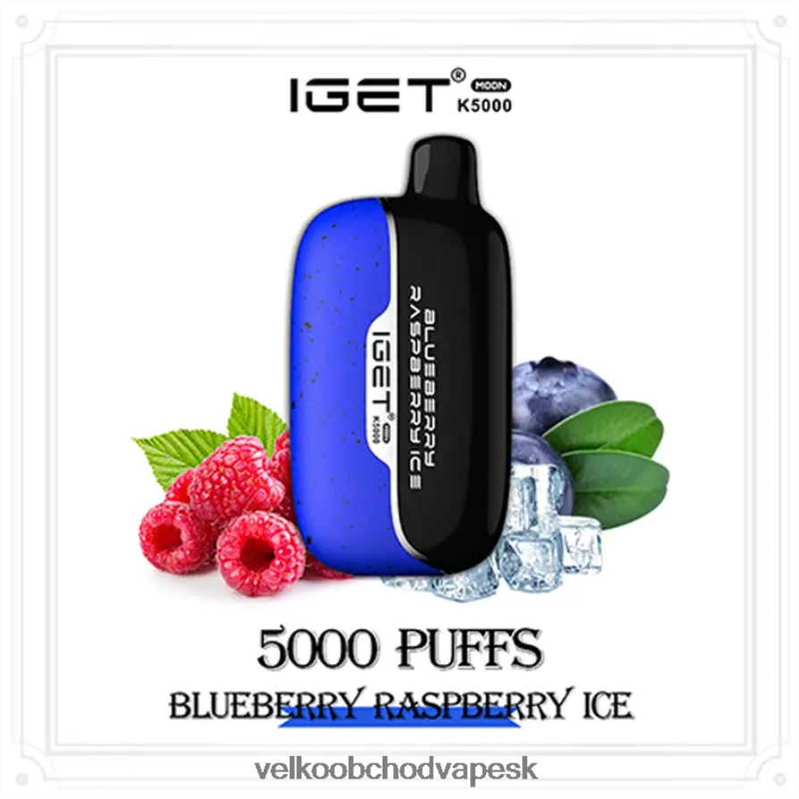 Vape Jednorázové Bez Nikotinu 2D8V2Z3 čučoriedkový malinový ľad IGET Moon K5000