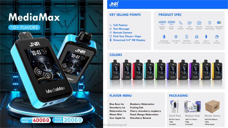 Vape Jednorazove 864J819 - JNR MediaMax 40 tis miamská mäta