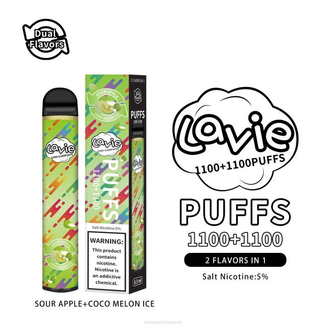 LAVIE BAR Switch 2200 ťahov V8H0297 | Vape Jednorazove ľad z kyslého jablka/kokosového melóna