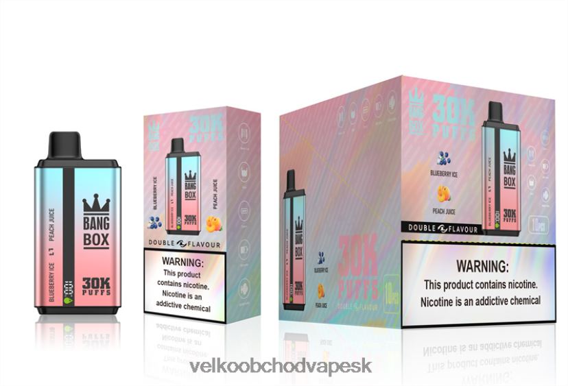 Bang Box 30 000 ťahov s dvoma príchuťami HJ428063 - Veľkoobchod Vape SK čučoriedkový ľad a broskyňová šťava