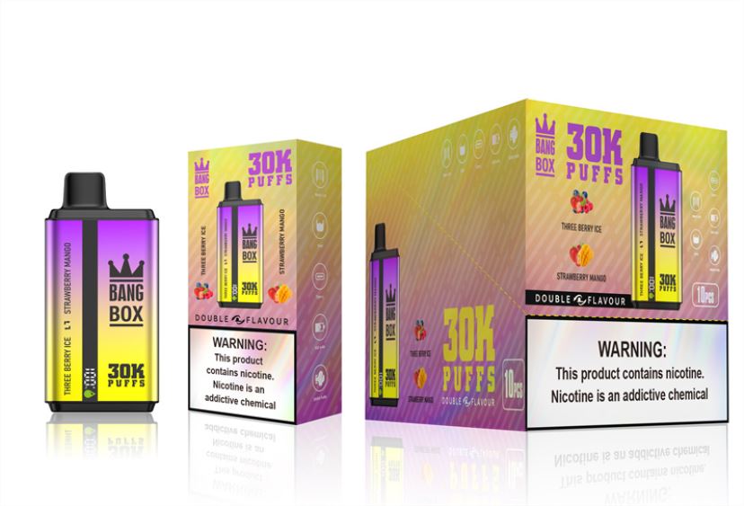 Bang Box 30 000 ťahov s dvoma príchuťami HJ428067 - Veľkoobchod Vape SK tri bobule ľad a jahoda mango