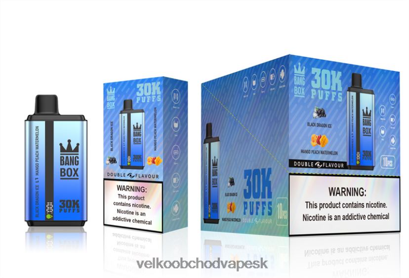Bang Box 30 000 ťahov s dvoma príchuťami HJ428071 - Veľkoobchod Vape SK čierny drak ľad & mango broskyňa vodný melón