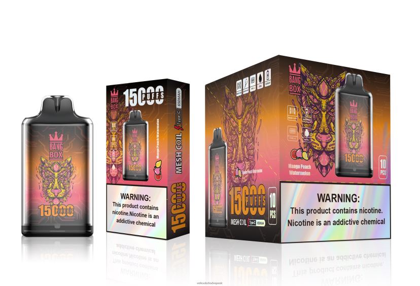 Bang Box s1-15000 potiahnutí HJ4280107 - Veľkoobchod Vape SK mango broskyňa vodný melón