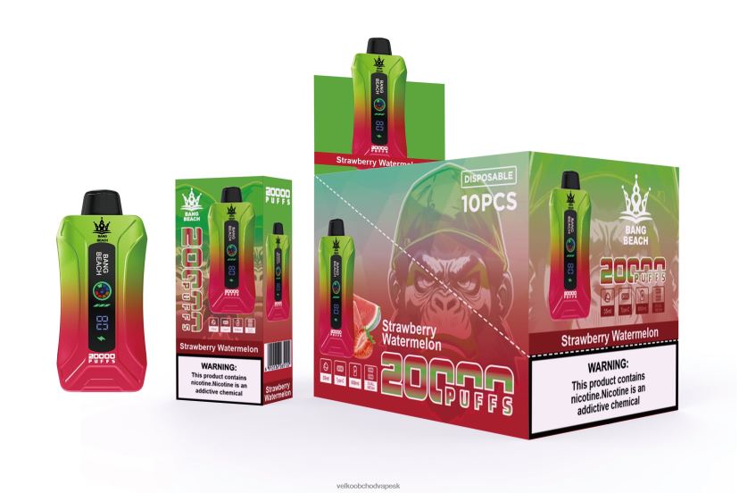 Bang Beach 20 000 potiahnutí inteligentnou obrazovkou HJ42803 - Vape Jednorázové Bez Nikotinu jahodový melón