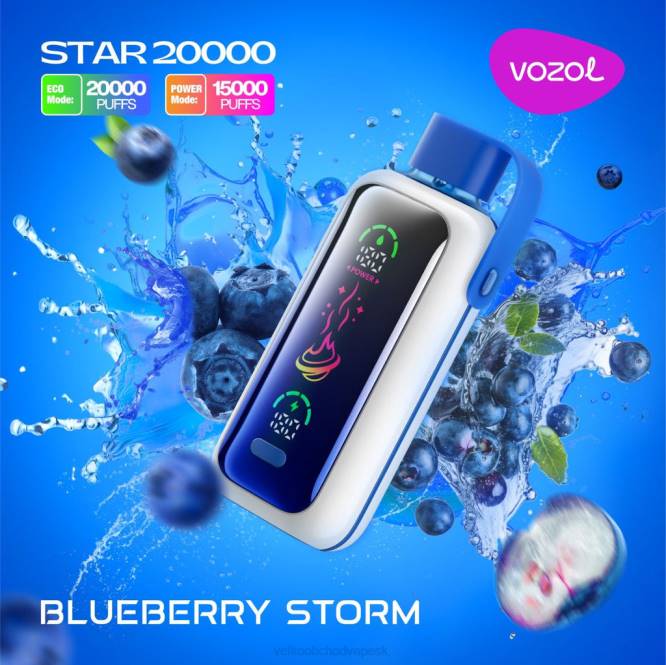 VOZOL STAR 20 000 N8H05 čučoriedková búrka E Cigareta Bez Nikotinu