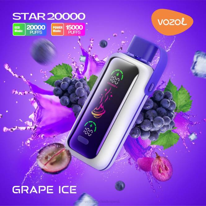 VOZOL STAR 20 000 N8H09 hroznový ľad Vape Jednorázové Bez Nikotinu