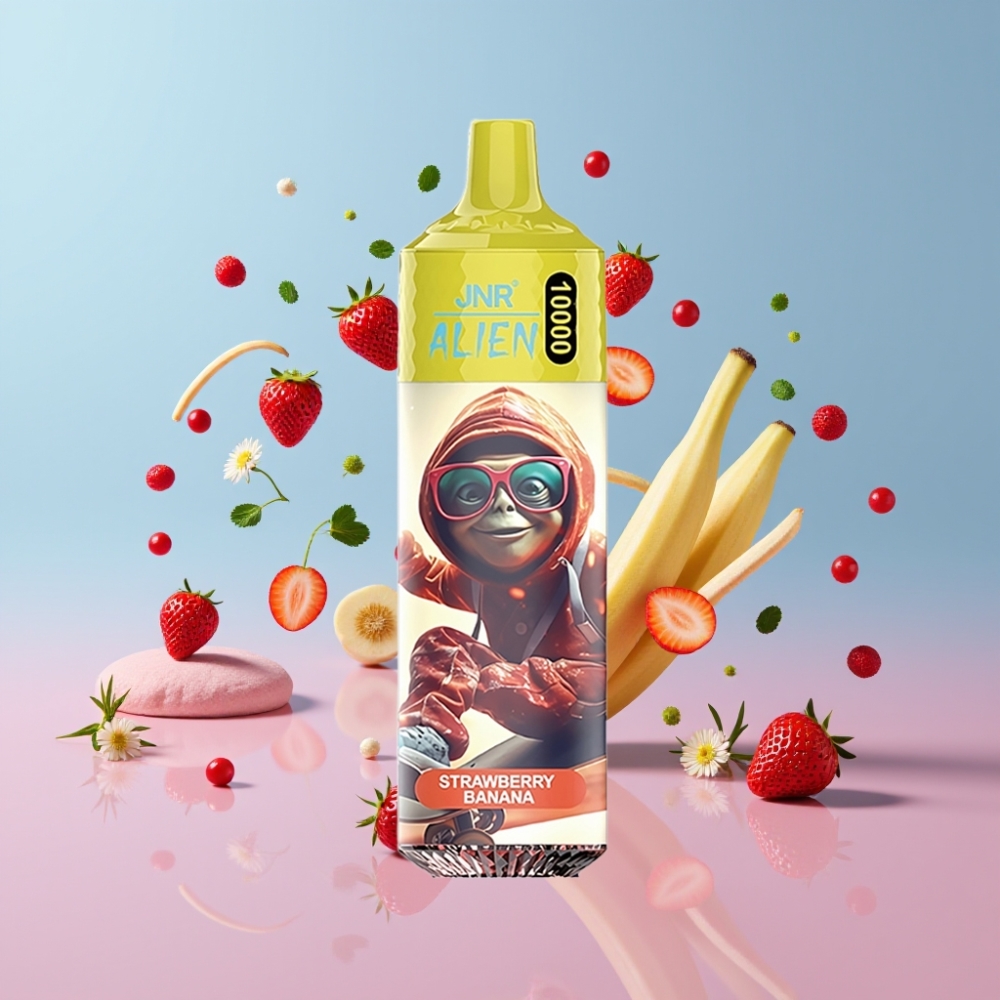 JNR Alien 10000 Puffs Jednorazová E-cigareta Jahoda Banán 850mAh 20ml RGB