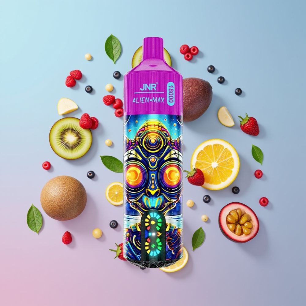 JNR Alien Max 18000 Puffs Disposable Vape Kivi Maracuja Guava, 20 príchutí, 850mAh, Type-C JNR Alien Max 18000 Puffs Disposable Vape Kivi Maracuja Guava, 20 príchutí, 850mAh, Type-C