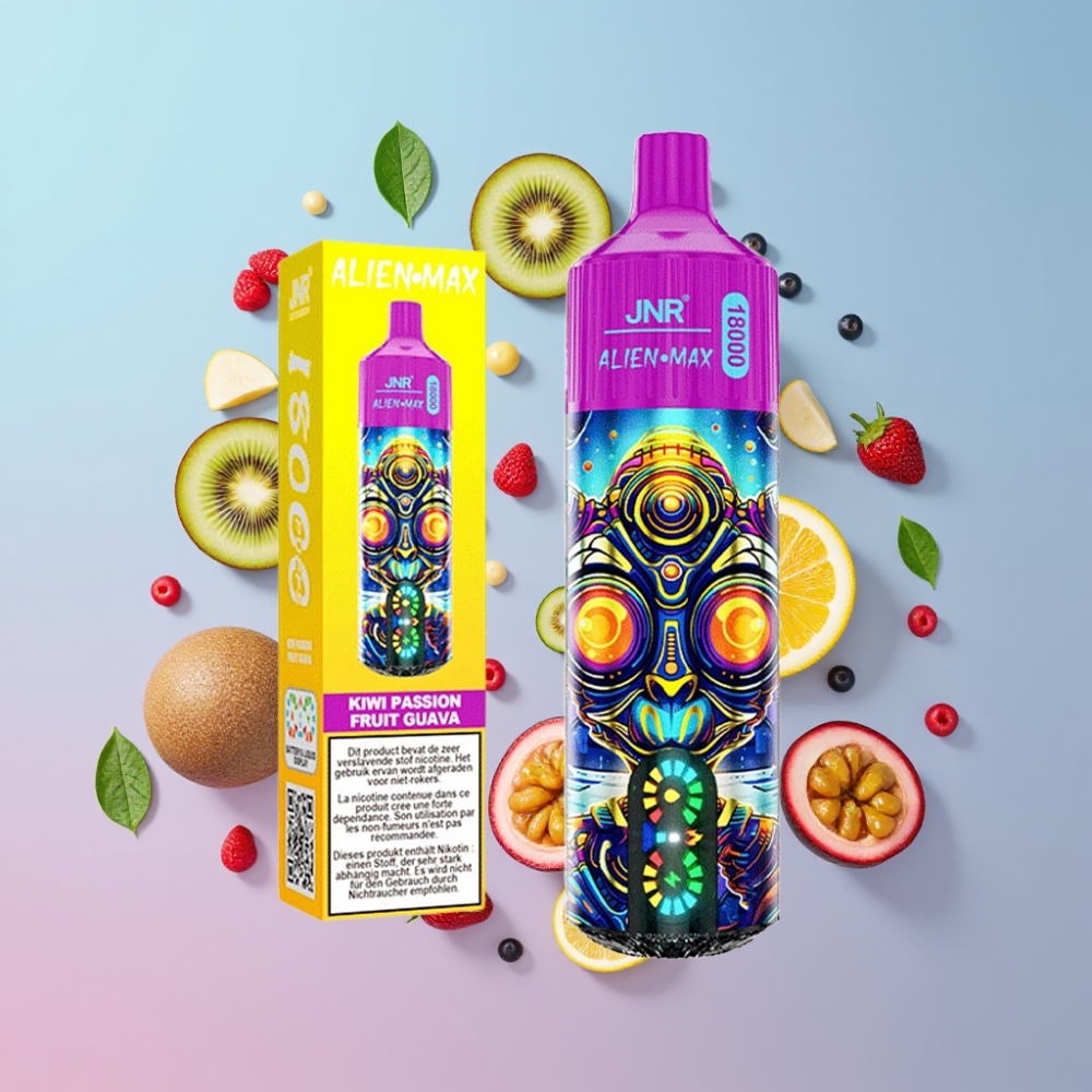 JNR Alien Max 18000 Puffs Disposable Vape Kivi Maracuja Guava, 20 príchutí, 850mAh, Type-C