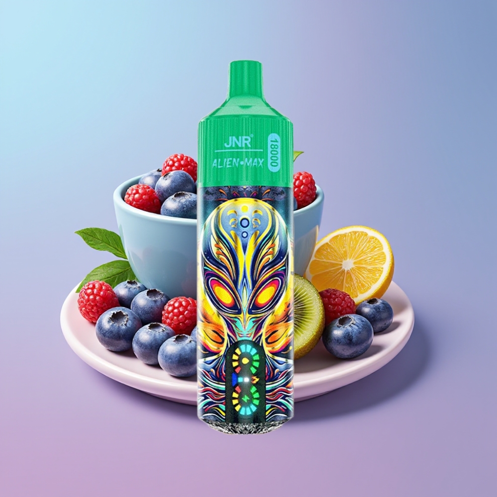 JNR Alien Max 18000 Puffs Disposable Vape Čučoriedka Kivi, Smart LED, Dual Mesh, 28ml, Type-C JNR Alien Max 18000 Puffs Disposable Vape Čučoriedka Kivi, Smart LED, Dual Mesh, 28ml, Type-C