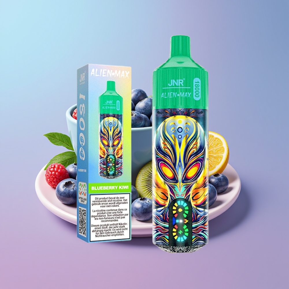 JNR Alien Max 18000 Puffs Disposable Vape Čučoriedka Kivi, Smart LED, Dual Mesh, 28ml, Type-C