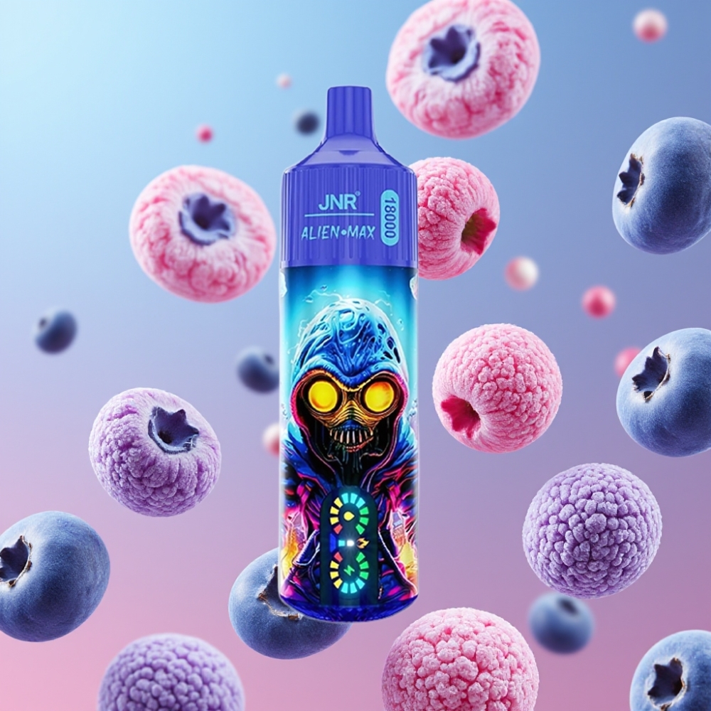 JNR Alien Max 18000 Puffs Disposable Vape Čučoriedková žuvačka, Smart LED, Dual Mesh, 28ml, Type-C JNR Alien Max 18000 Puffs Disposable Vape Čučoriedková žuvačka, Smart LED, Dual Mesh, 28ml, Type-C