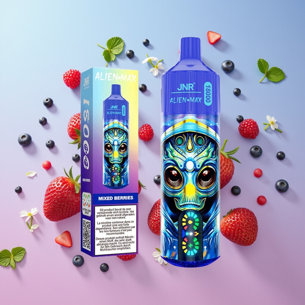 JNR Alien Max 18000 Puffs Zmiešané Bobule, Smart LED, Dual Mesh, 28ml, Type-C