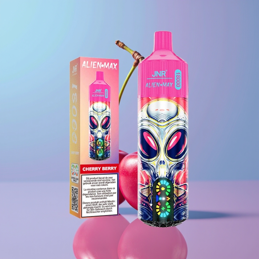 JNR Alien Max 18000 Puffs Čerešňa Bobule, Smart LED, Dual Mesh, 850mAh, Type-C