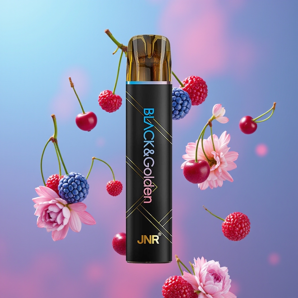 JNR Black&Golden 600+200 Puffs Disposable Vape Modrá Malina Čerešňa 800 Puffs 550mAh