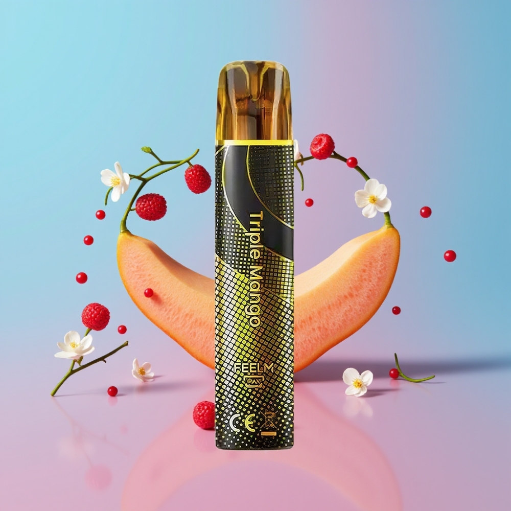 JNR Black&Golden 600+200 Puffs Disposable Vape Trojité Mango 800 Puffs 550mAh 2ml