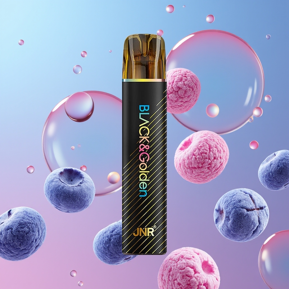 JNR Black&Golden 600+200 Puffs Jednorázová Vape Čučoriedková Bublinková Žuvačka 550mAh 2ml