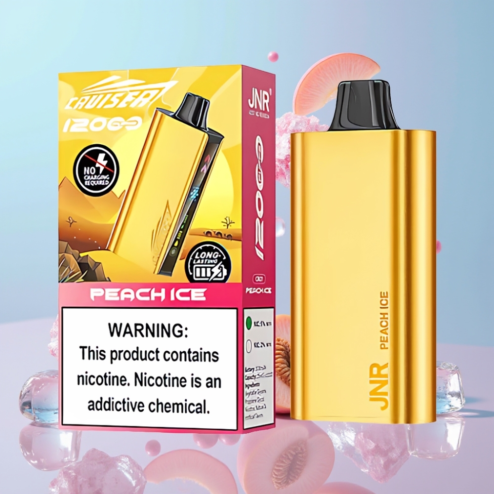 JNR Cruiser 12000 Puffs No-Charge Disposable Vape Broskyňový ľad, 25ml, 3500mAh, 1.2ohm