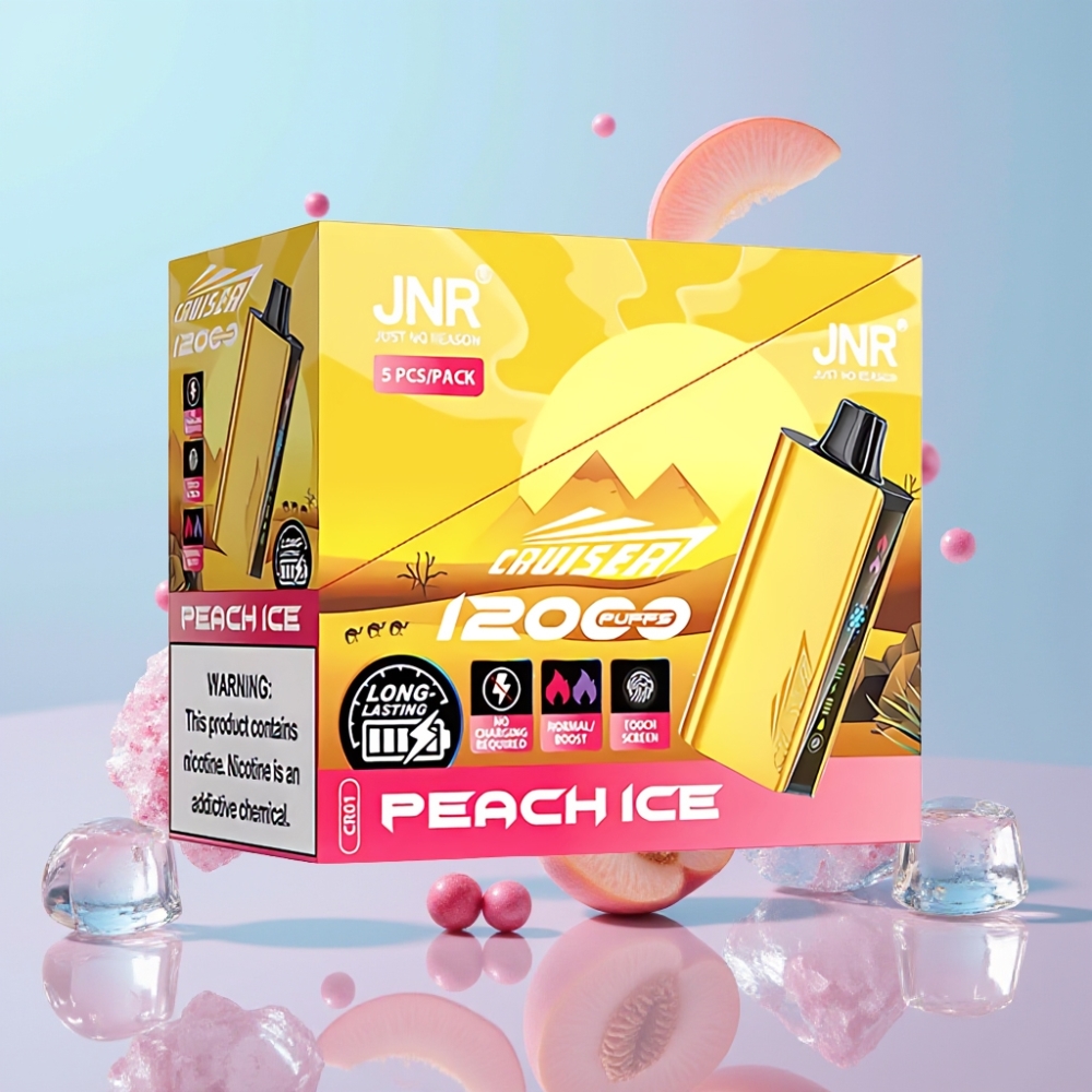 JNR Cruiser 12000 Puffs No-Charge Disposable Vape Broskyňový ľad, 25ml, 3500mAh, 1.2ohm