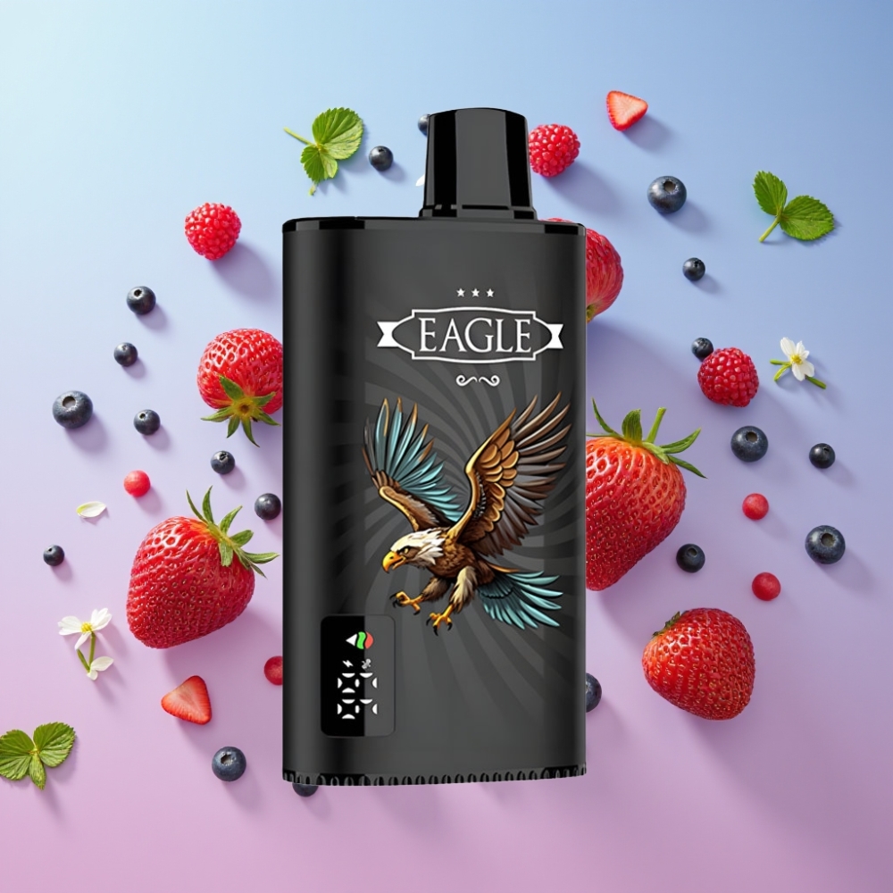 JNR EAGLE Smart 23000 Puffs Disposable Vape Mix Jahôd, Digitálny Displej, 25ml, 2% Nikotín JNR EAGLE Smart 23000 Puffs Disposable Vape Mix Jahôd, Digitálny Displej, 25ml, 2% Nikotín