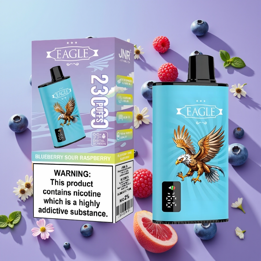 JNR EAGLE Smart 23000 Puffs Disposable Vape Čučoriedka Kyslá Malina, 25ml, 750mAh, Typ-C