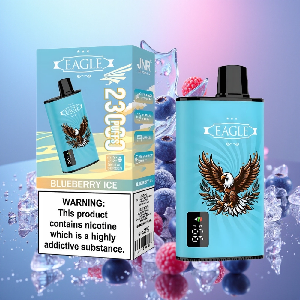 JNR EAGLE Smart 23000 Puffs Disposable Vape Čučoriedkový ľad, Digitálny displej, 25ml, 2% nikotínu
