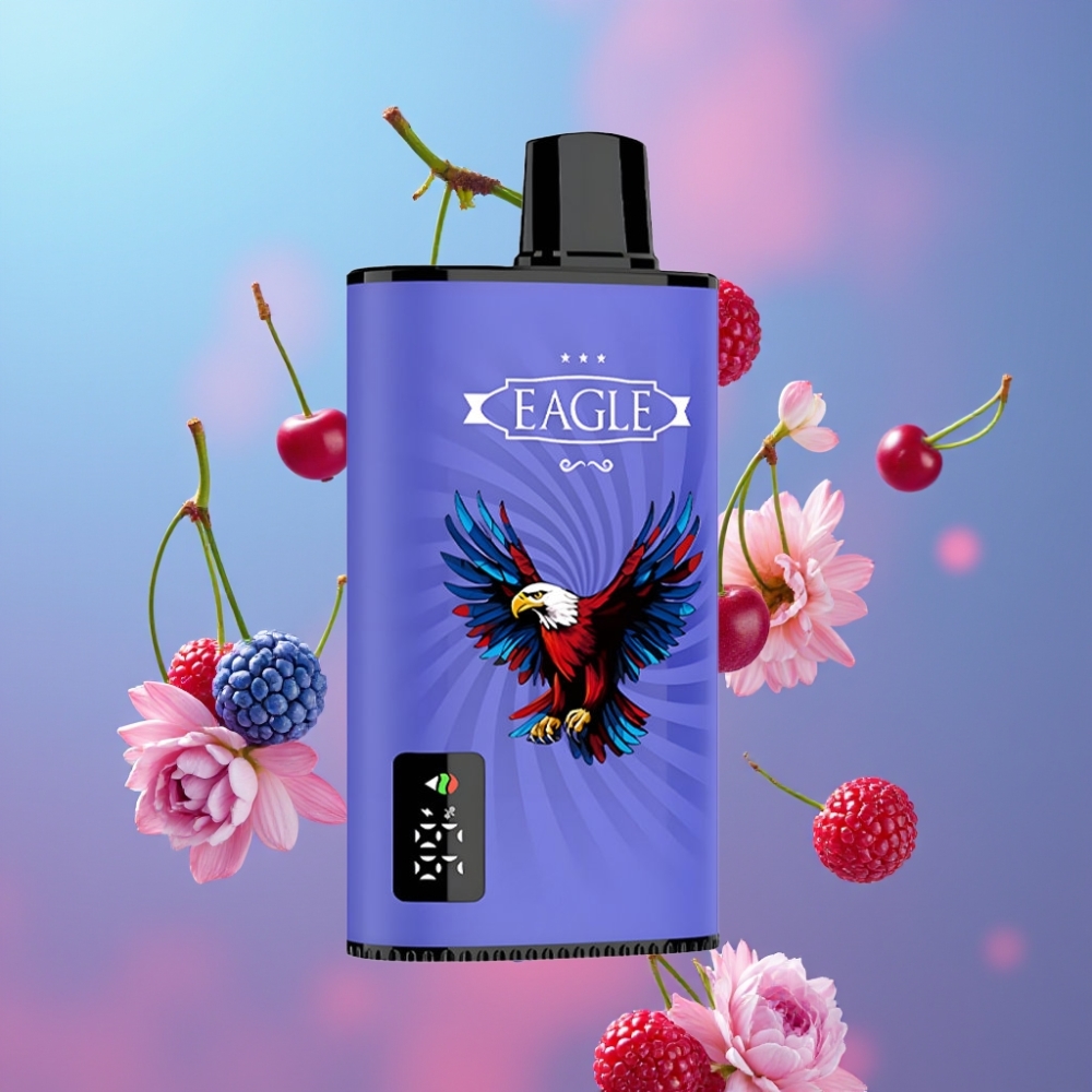 JNR EAGLE Smart Modrá Malina Čerešňa 23000 Puffs 25ml Digitálny displej Nastaviteľný prietok vzduchu JNR EAGLE Smart Modrá Malina Čerešňa 23000 Puffs 25ml Digitálny displej Nastaviteľný prietok vzduchu