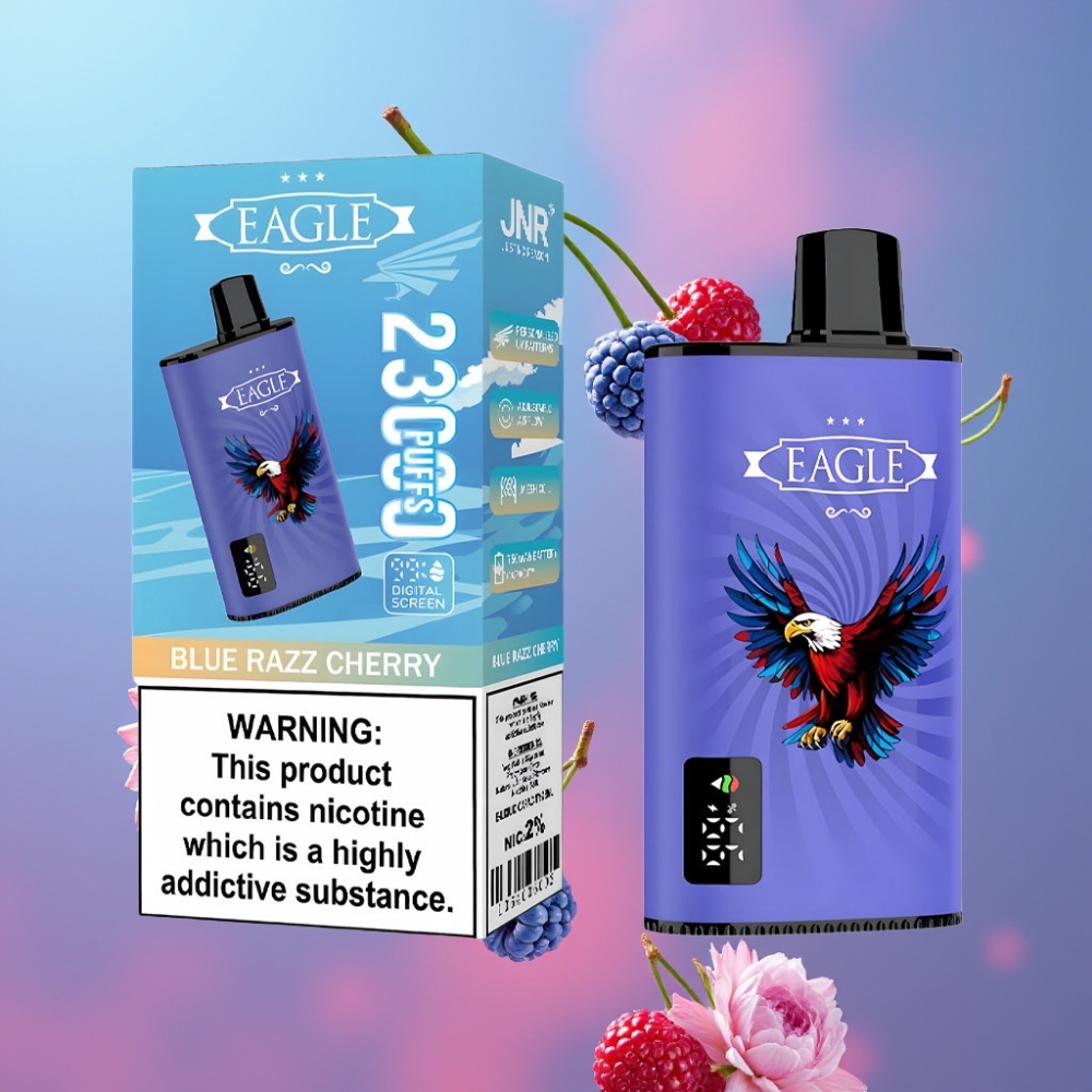 JNR EAGLE Smart Modrá Malina Čerešňa 23000 Puffs 25ml Digitálny displej Nastaviteľný prietok vzduchu