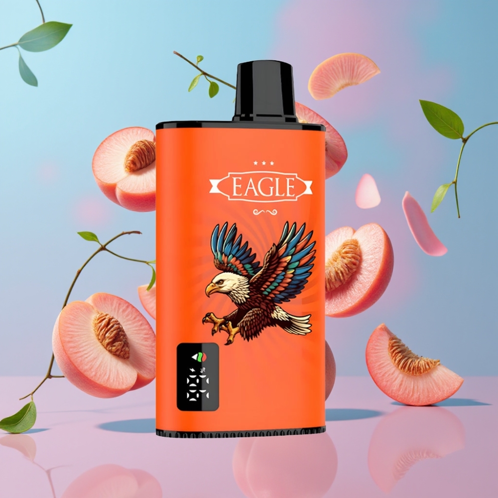 JNR EAGLE Smart Šťavnaté Broskyne 23000 Puffs, Digitálny Displej, Nastaviteľný Prietok Vzduchu, 25ml JNR EAGLE Smart Šťavnaté Broskyne 23000 Puffs, Digitálny Displej, Nastaviteľný Prietok Vzduchu, 25ml