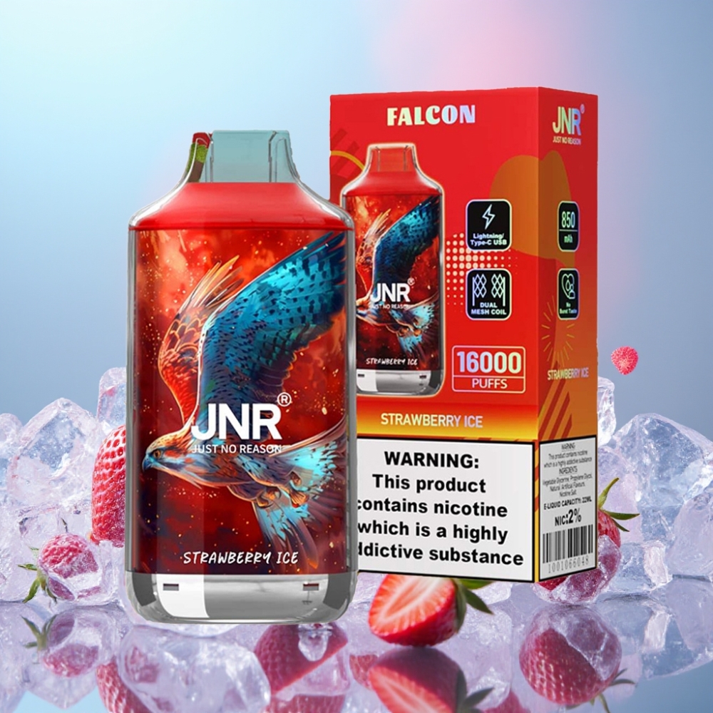 JNR Falcon 16000 Puffs Disposable Vape Jahodový ľad – 850mAh, 22ml, Dual Mesh Coil