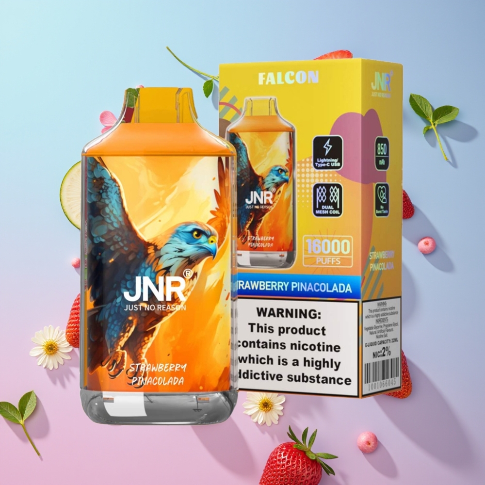 JNR Falcon 16000 Puffs Jahoda Pina Colada, 850mAh, 22ml, Dual Mesh Coil