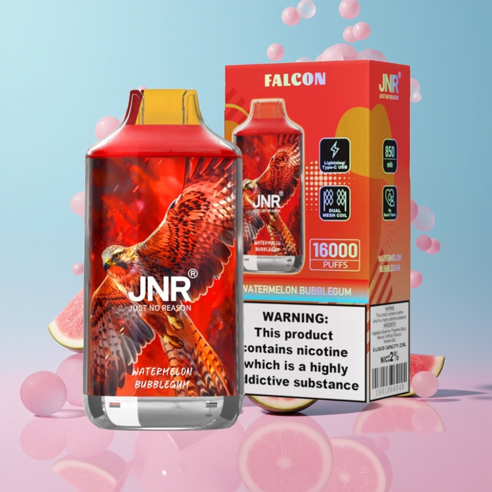 JNR Falcon 16000 Puffs Vodný Melón Bubblegum 22ml 850mAh Dual Mesh Coil