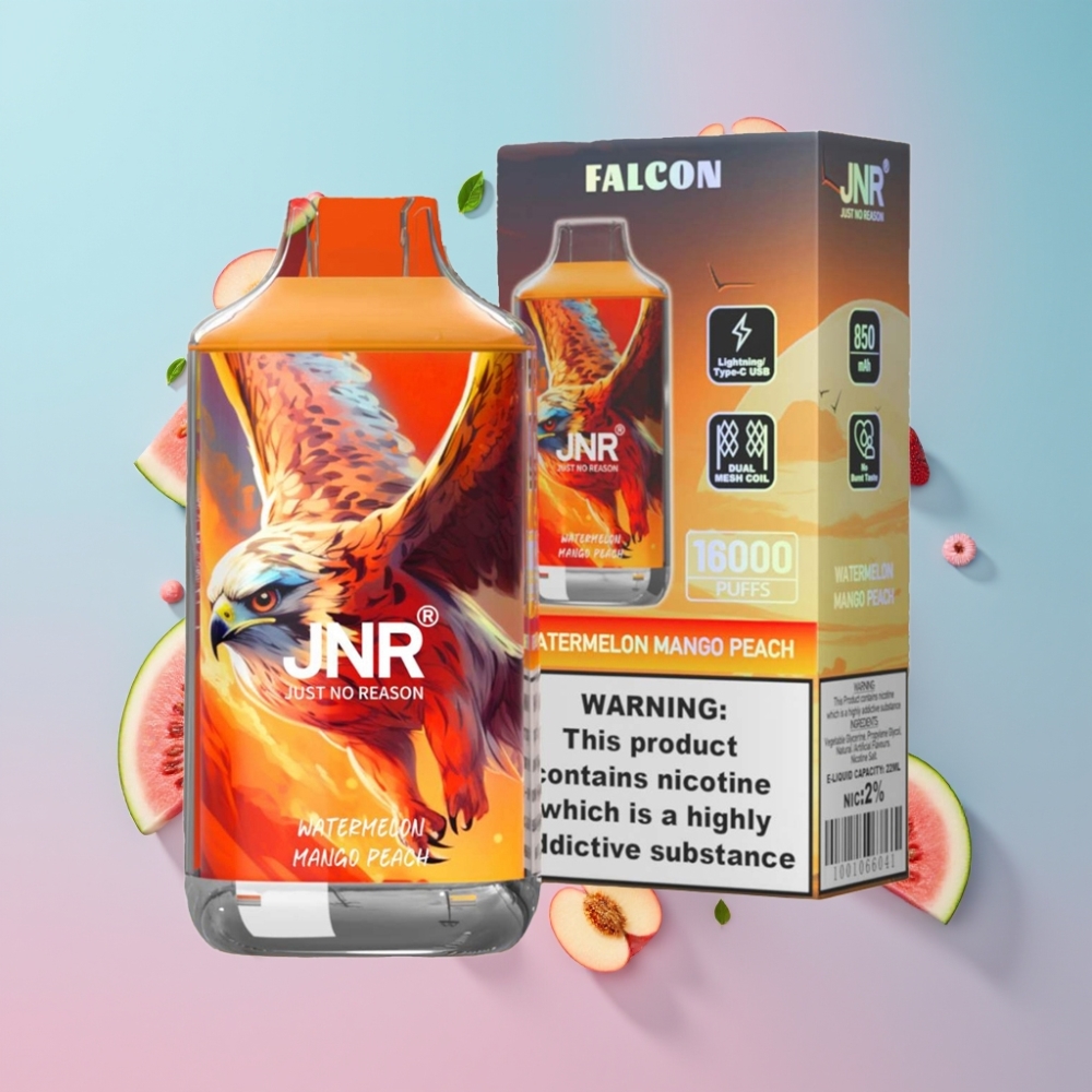 JNR Falcon 16000 Puffs Vodný Melón Mangostana Broskyňa 850mAh 22ml Dual Mesh