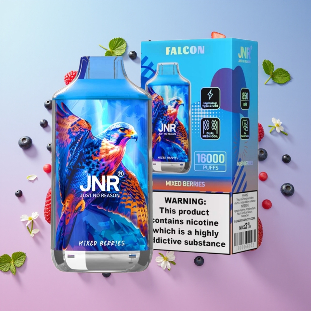JNR Falcon 16000 Puffs Zmiešané Bobule, 850mAh, 22ml, Dual Mesh Coil, Typ-C